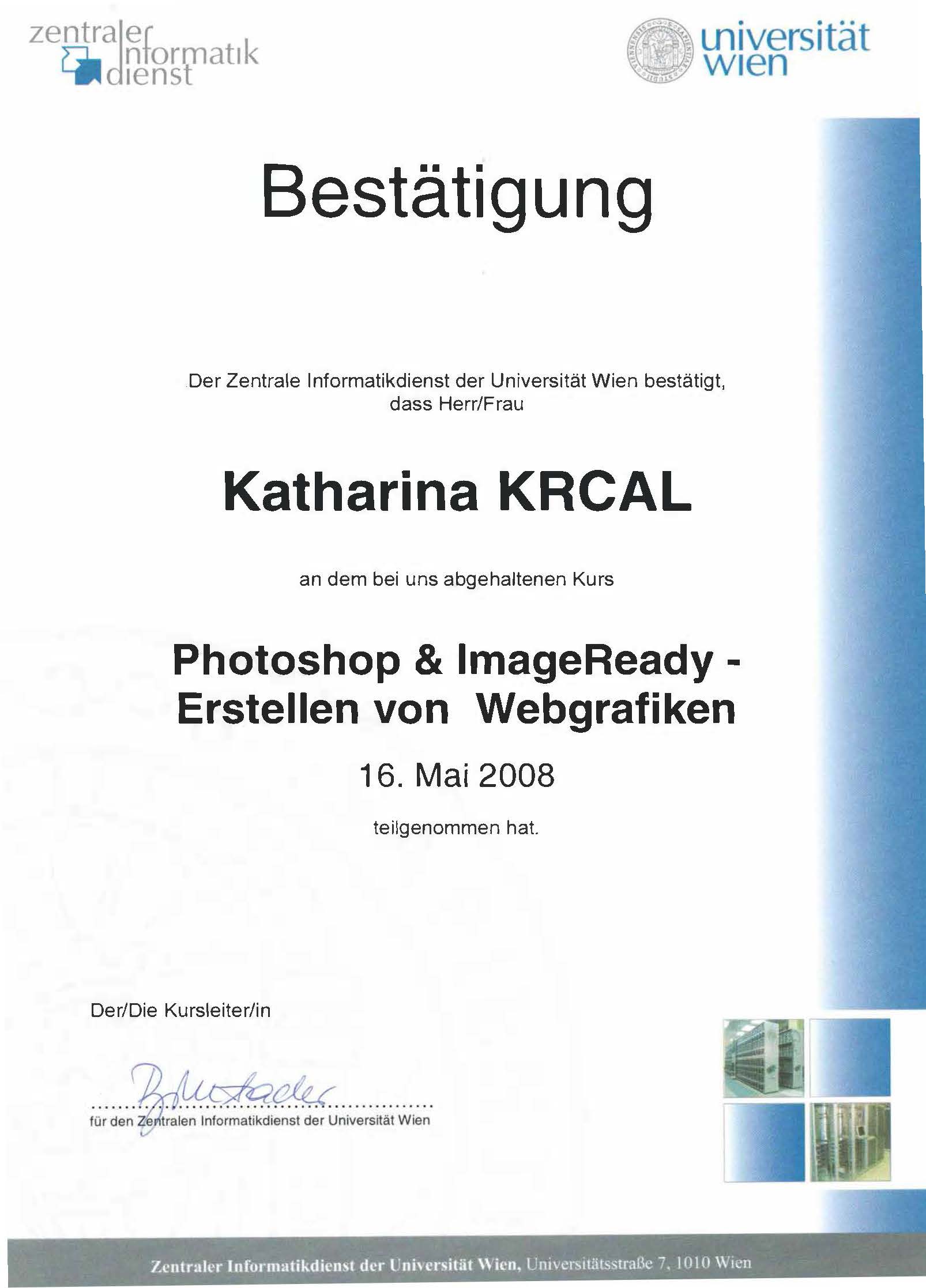 Bestätigung Photoshop & Imageready Webgrafiken