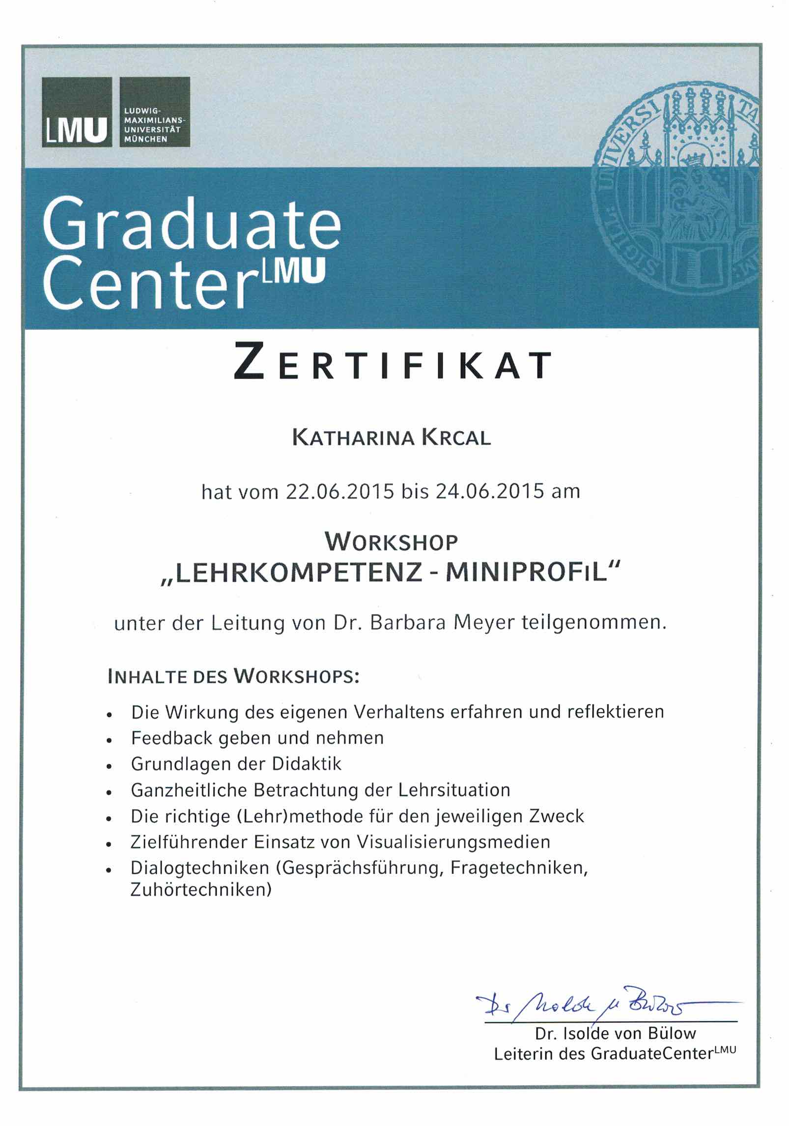 Zertfikat MiniProfil Lehrkompetenz