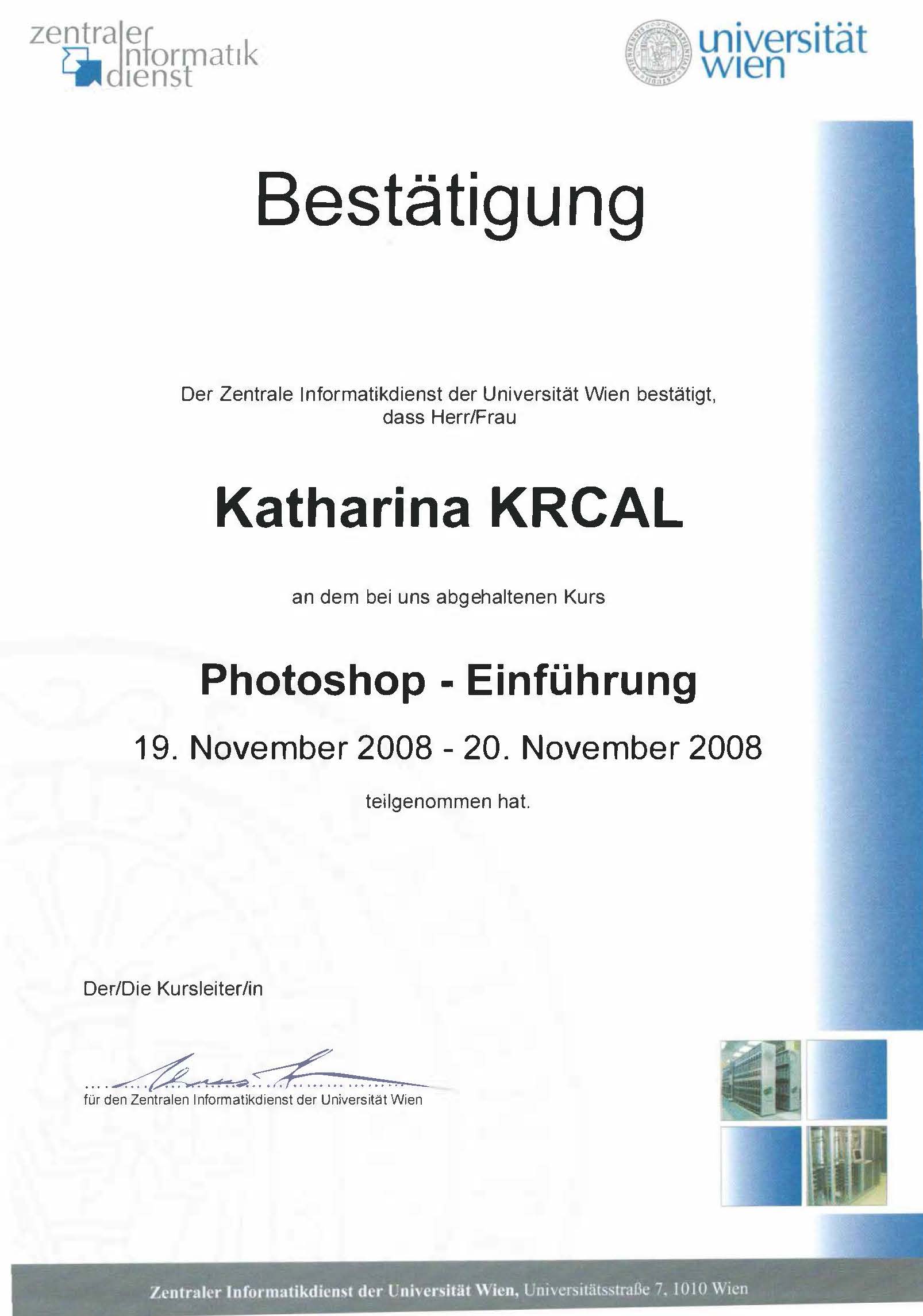 Bestätigung Photoshop Einführung