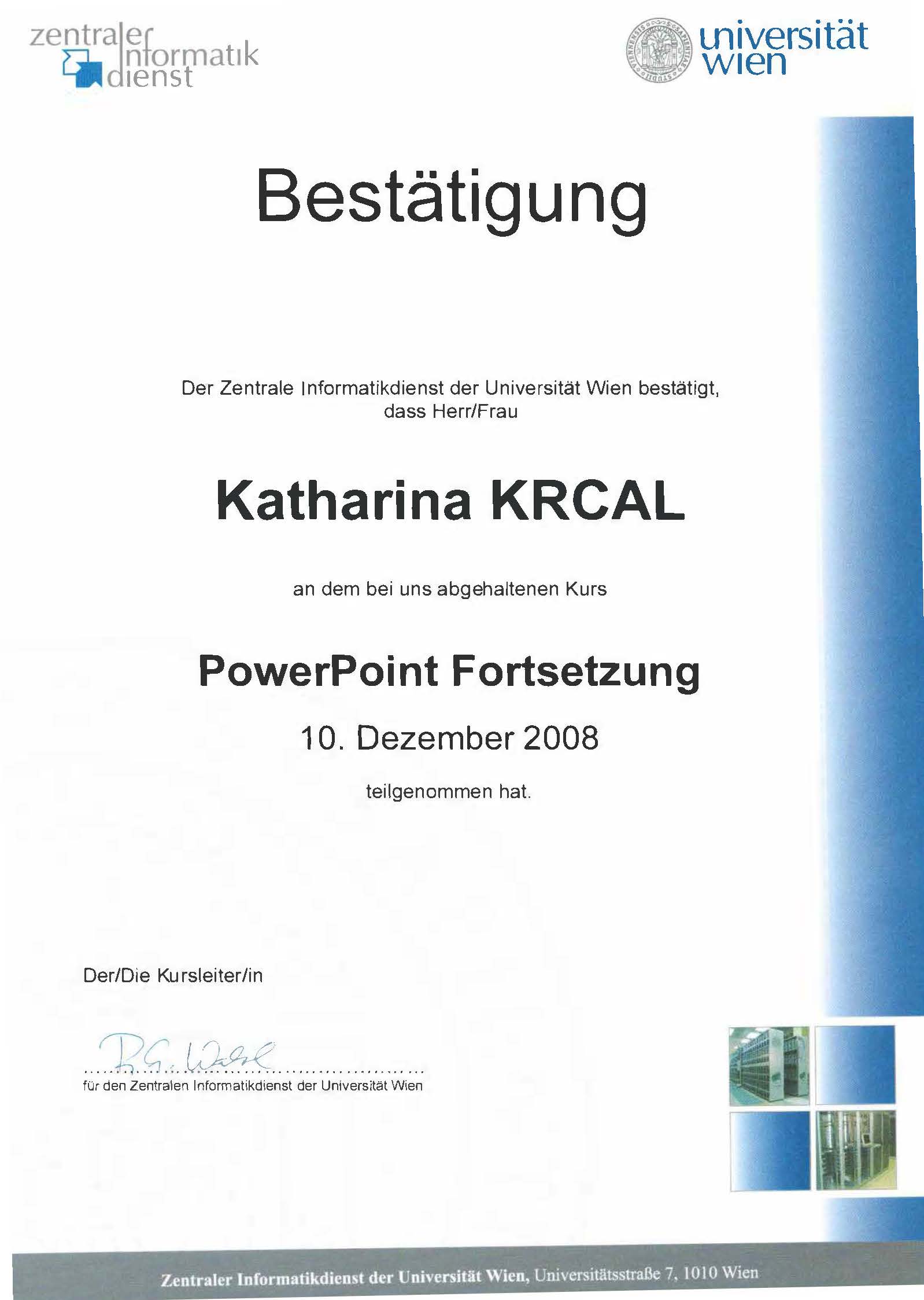 Bestätigung Powerpoint Forsetzung