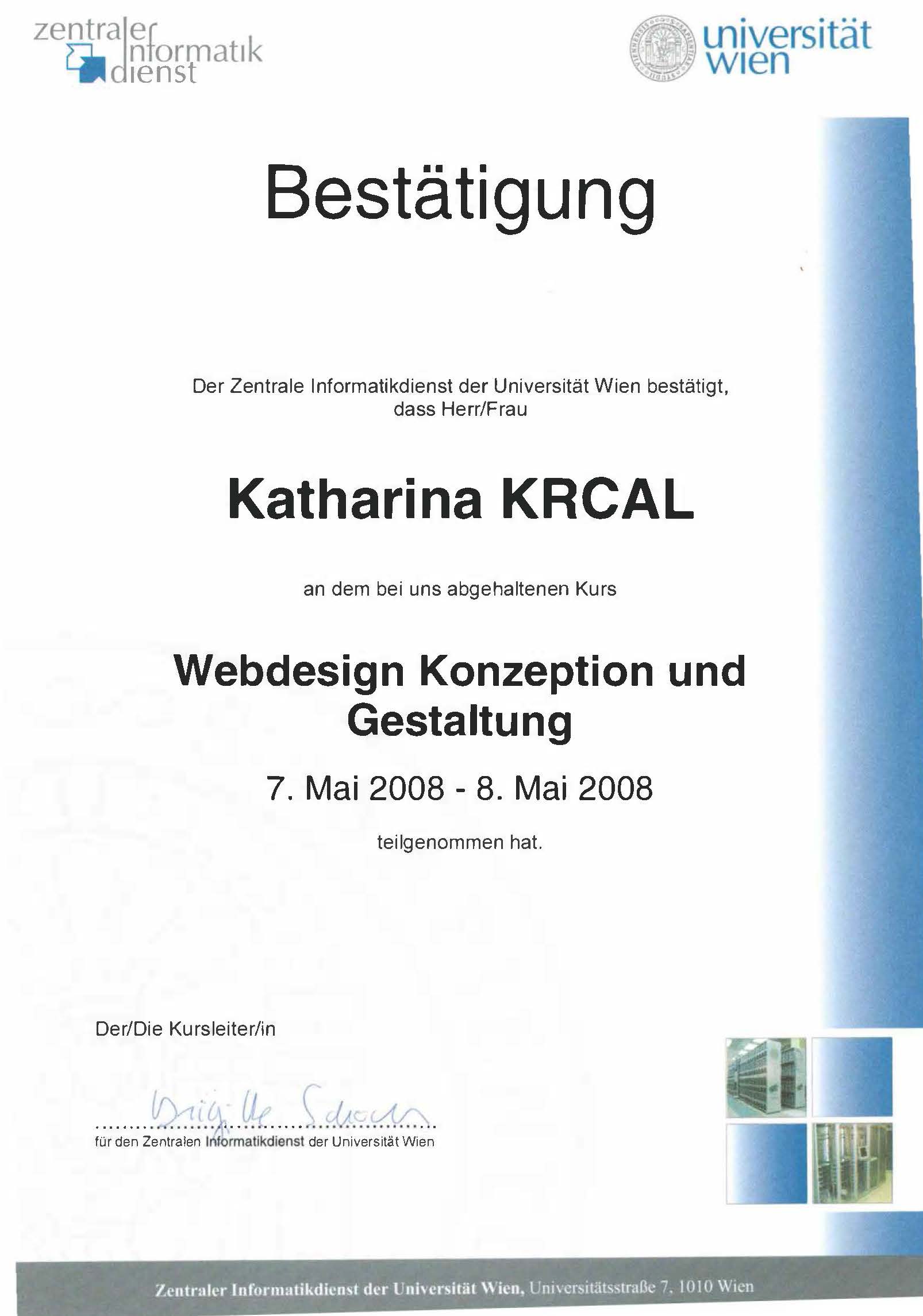 Bestätigung Webdesign