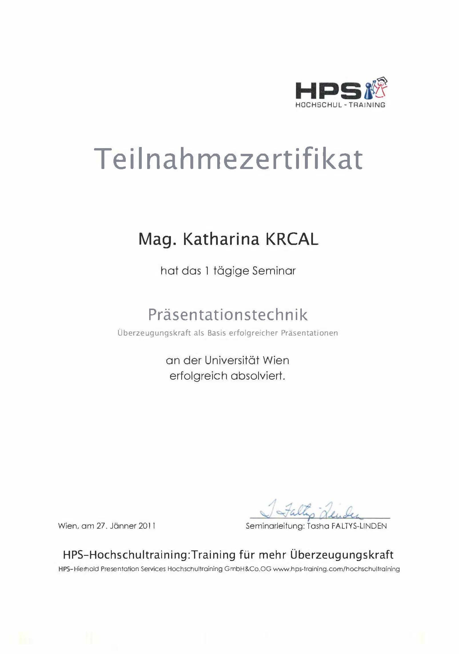 Teilnahme-Zertifikat Präsentationstechnik